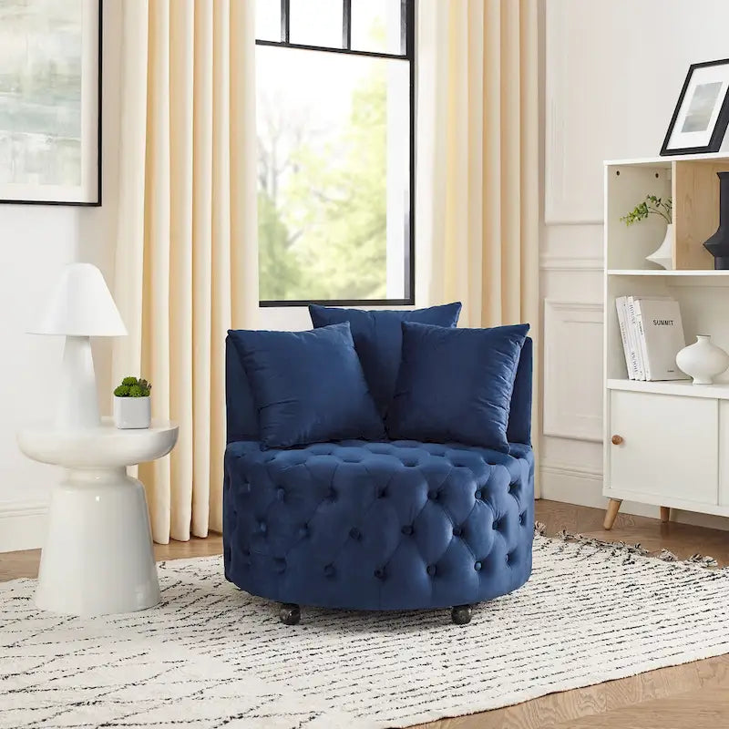 Blue Modern 30 Swivel Tufted Accent Chair
