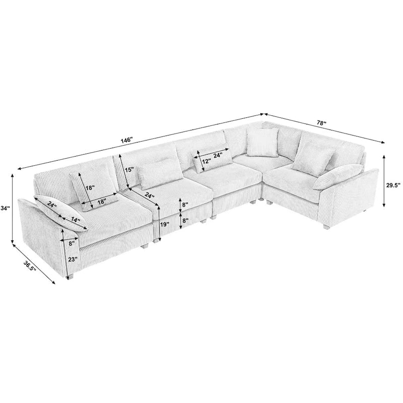 Oversized Modular Sectional Sofa Couch Set,L-shaped Sofa Sectional