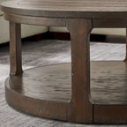 40 inch Large Curved 2 Tier Traditional Round Circle Wooden Center Coffee Table,Mid Century Vintage Design Rounded Wooden Table