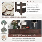 Mid-Century Solid Wood Console Table 3 Drawers 2 Shelves Entryway Storage