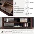 Mid-Century Solid Wood Console Table 3 Drawers 2 Shelves Entryway Storage