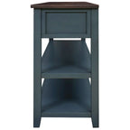 Mid-Century Solid Wood Console Table 3 Drawers 2 Shelves Entryway Storage