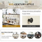 Mid-Century Solid Wood Console Table 3 Drawers 2 Shelves Entryway Storage