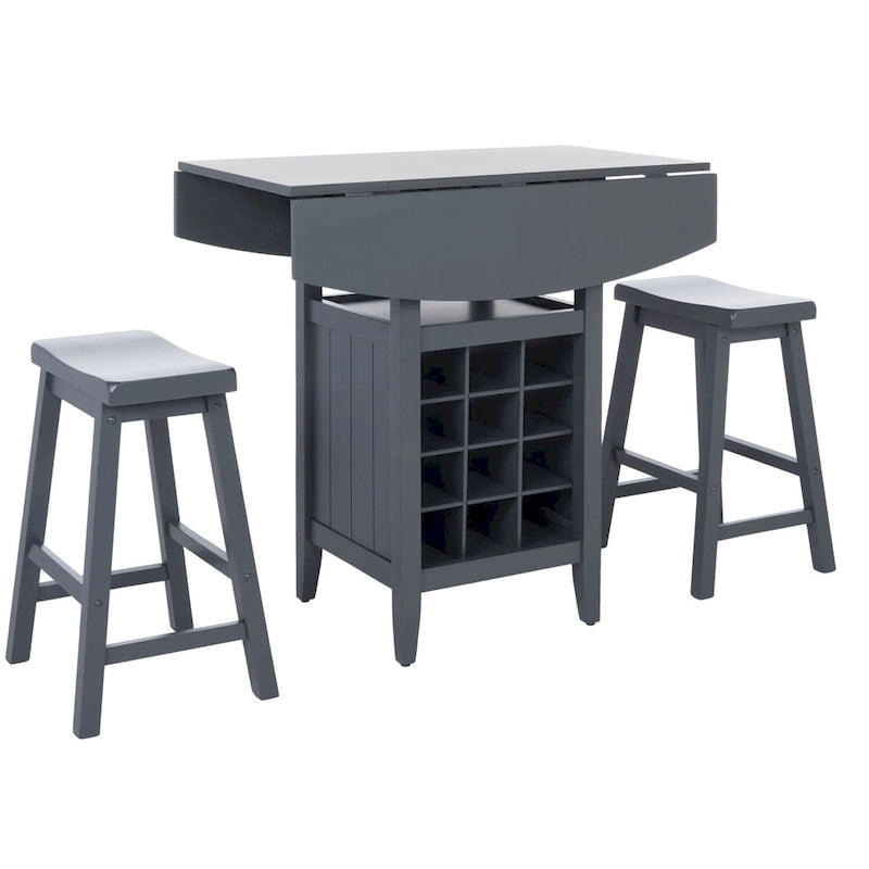 SAFAVIEH Mascha 3-Piece Set Drop Leaf Pub Table - 36 W x 36 L x 36 H - 36Wx36Dx36H