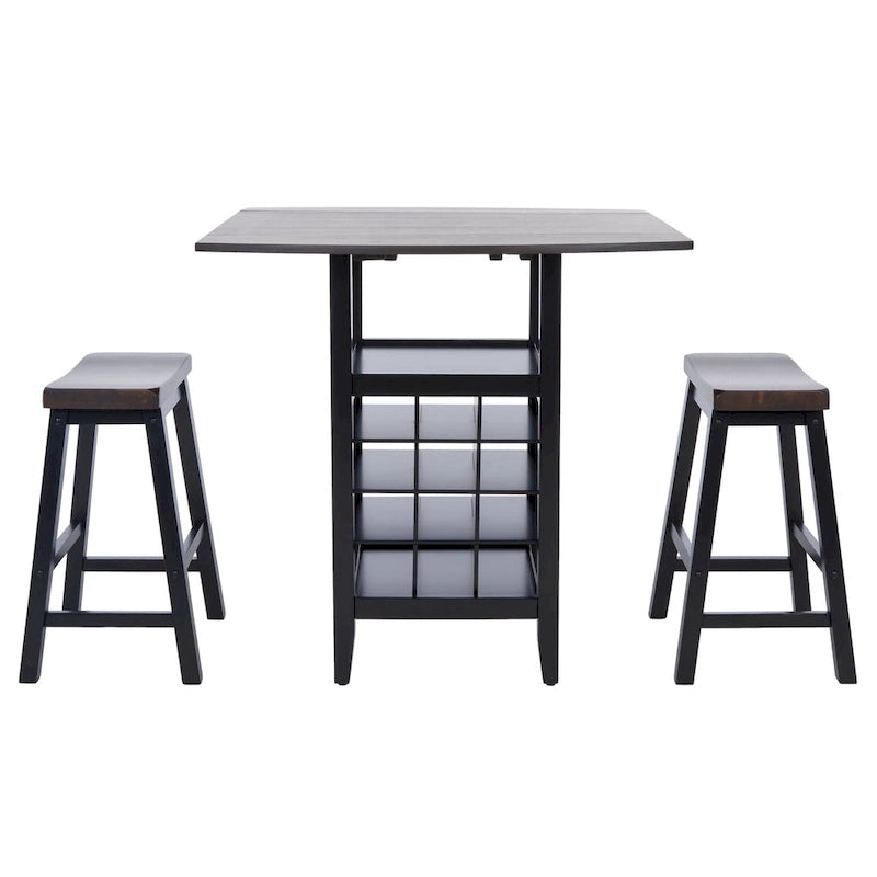 SAFAVIEH Mascha 3-Piece Set Drop Leaf Pub Table - 36 W x 36 L x 36 H - 36Wx36Dx36H