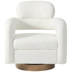 Bayville Sherpa Swivel Chair With Round Storage Ottoman 2-Piece Set