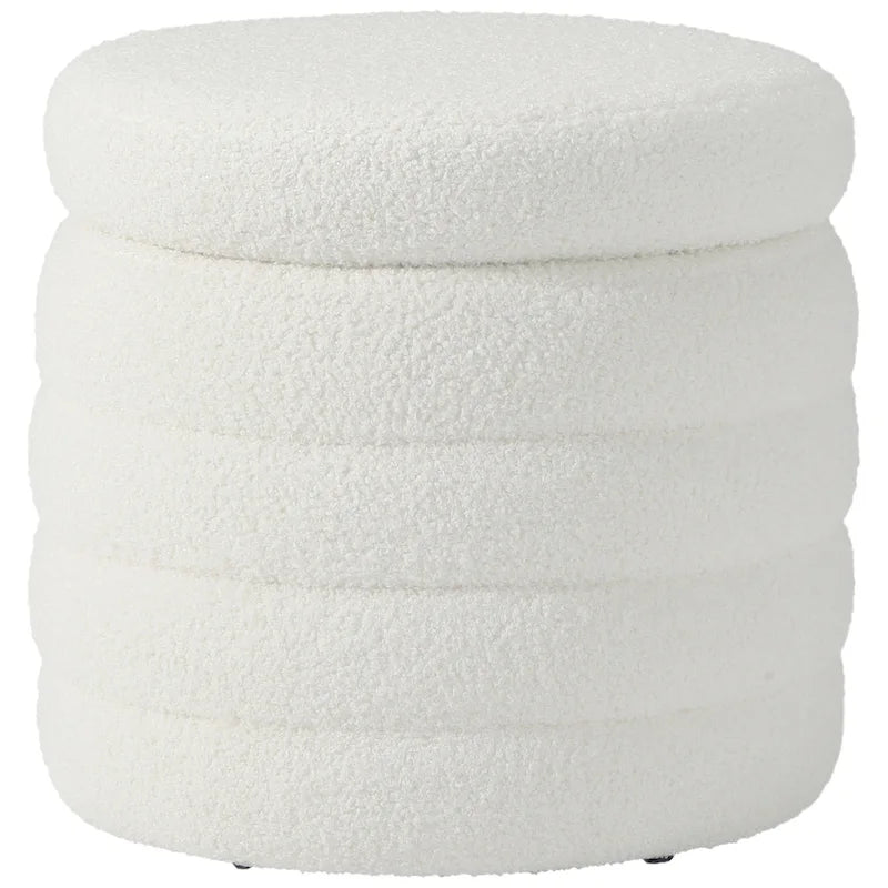 Bayville Sherpa Swivel Chair With Round Storage Ottoman 2-Piece Set