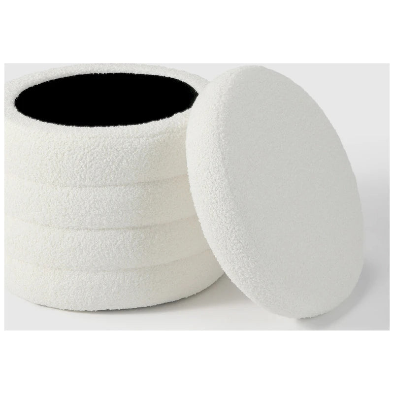 Bayville Sherpa Swivel Chair With Round Storage Ottoman 2-Piece Set