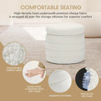 Bayville Sherpa Swivel Chair With Round Storage Ottoman 2-Piece Set