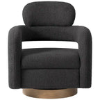 Bayville Sherpa Swivel Chair With Round Storage Ottoman 2-Piece Set