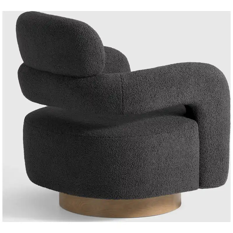 Bayville Sherpa Swivel Chair With Round Storage Ottoman 2-Piece Set