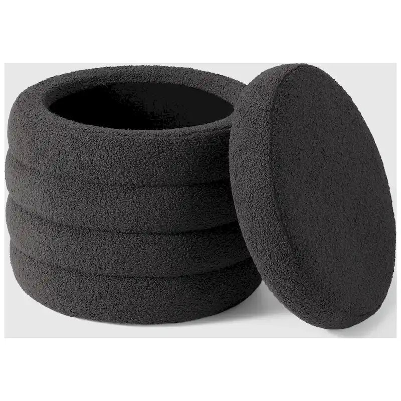 Bayville Sherpa Swivel Chair With Round Storage Ottoman 2-Piece Set