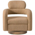 Bayville Sherpa Swivel Chair With Round Storage Ottoman 2-Piece Set