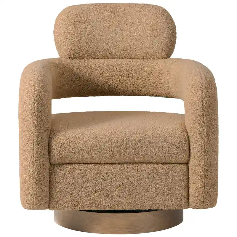 Bayville Sherpa Swivel Chair With Round Storage Ottoman 2-Piece Set