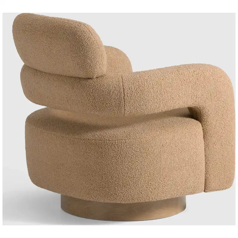 Bayville Sherpa Swivel Chair With Round Storage Ottoman 2-Piece Set