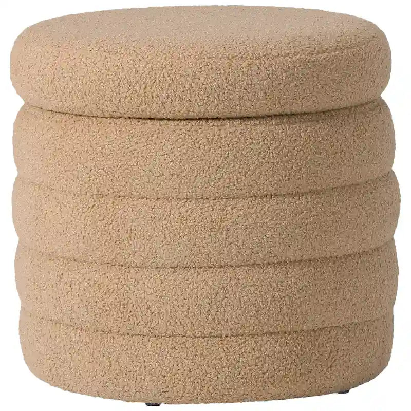 Bayville Sherpa Swivel Chair With Round Storage Ottoman 2-Piece Set