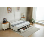 Modern Upholstered Sofa Bed with 2 Drawers and Wooden Frame, Vertical Stripes for Home Lounge Area and Office