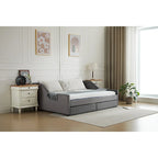 Modern Upholstered Sofa Bed with 2 Drawers and Wooden Frame, Vertical Stripes for Home Lounge Area and Office