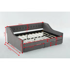 Modern Upholstered Sofa Bed with 2 Drawers and Wooden Frame, Vertical Stripes for Home Lounge Area and Office