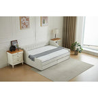 Modern Upholstered Sofa Bed with 2 Drawers and Wooden Frame, Vertical Stripes for Home Lounge Area and Office