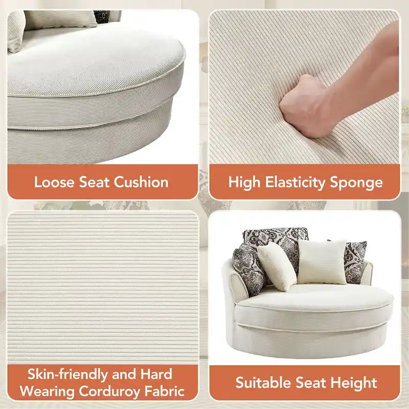 GDFStudio Harrison Swivel Accent Barrel Chair for Relaxed Living