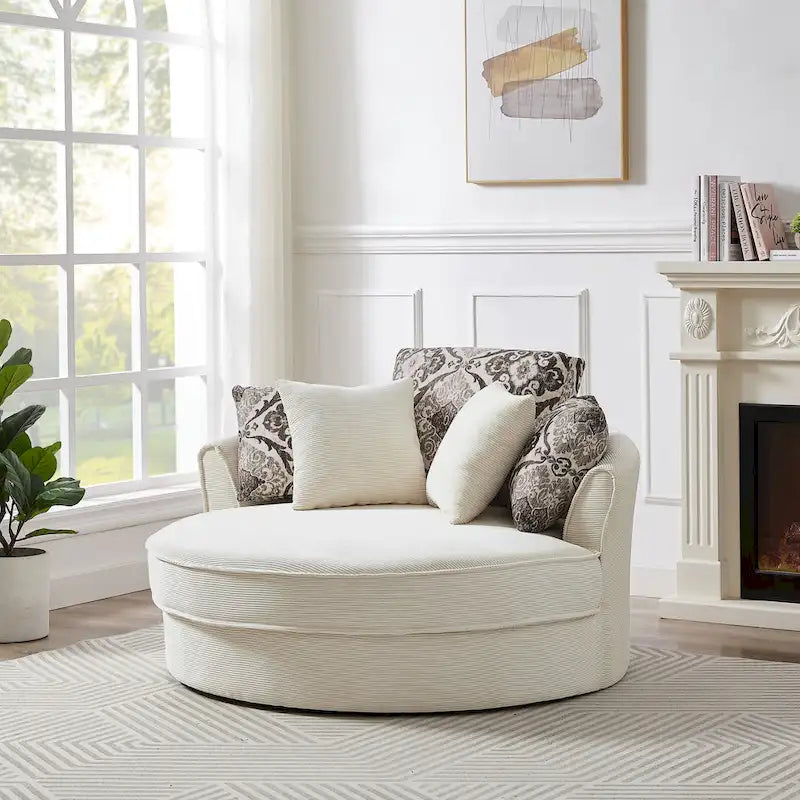 GDFStudio Harrison Swivel Accent Barrel Chair for Relaxed Living
