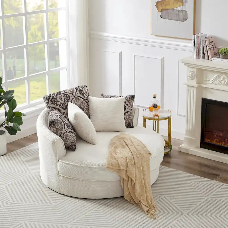 GDFStudio Harrison Swivel Accent Barrel Chair for Relaxed Living