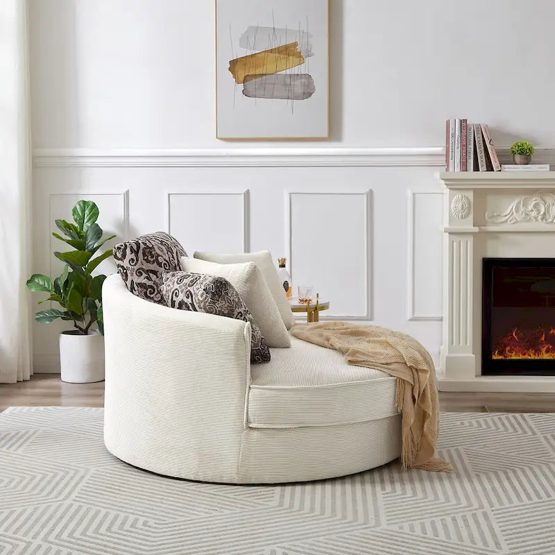 GDFStudio Harrison Swivel Accent Barrel Chair for Relaxed Living