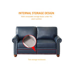 2-Pieces Mid-Century Modern Faux Leather Sofa Set with Storage, 3+2 Seater