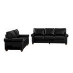 2-Pieces Mid-Century Modern Faux Leather Sofa Set with Storage, 3+2 Seater