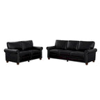 2-Pieces Mid-Century Modern Faux Leather Sofa Set with Storage, 3+2 Seater