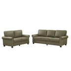 2-Pieces Mid-Century Modern Faux Leather Sofa Set with Storage, 3+2 Seater
