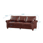 2-Pieces Mid-Century Modern Faux Leather Sofa Set with Storage, 3+2 Seater