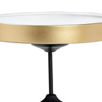 Javion Modern Glam Round Accent Side Table - Black & Gold Metal End Table with Tray Top for Indoor or Semi-Outdoor Use