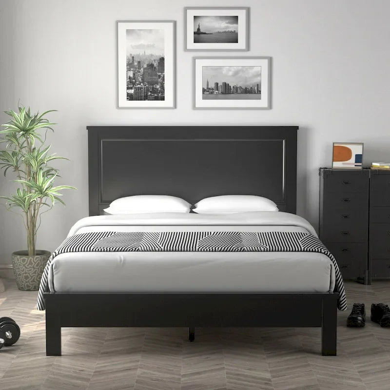 Gymax Twin/Full/Queen Size Bed Frame Platform Slat High Headboard