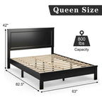 Gymax Twin/Full/Queen Size Bed Frame Platform Slat High Headboard