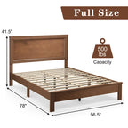 Gymax Twin/Full/Queen Size Bed Frame Platform Slat High Headboard