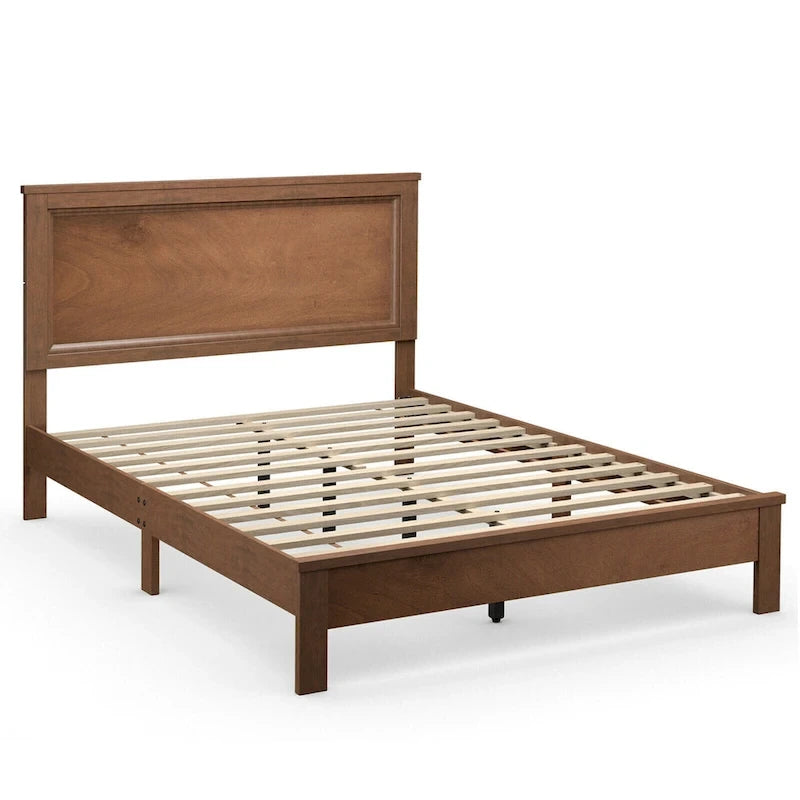 Gymax Twin/Full/Queen Size Bed Frame Platform Slat High Headboard