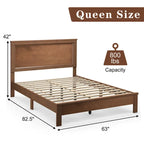 Gymax Twin/Full/Queen Size Bed Frame Platform Slat High Headboard