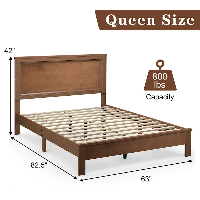 Gymax Twin/Full/Queen Size Bed Frame Platform Slat High Headboard