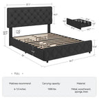 Linen Upholstered Platform Bed Frame with Adjustable Headboard