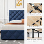 Linen Upholstered Platform Bed Frame with Adjustable Headboard
