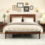 Gymax Twin/Full/Queen Bed Frame w/ Rustic Headboard Under-bed Storage