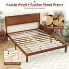 Gymax Twin/Full/Queen Bed Frame w/ Rustic Headboard Under-bed Storage