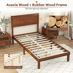 Gymax Twin/Full/Queen Bed Frame w/ Rustic Headboard Under-bed Storage