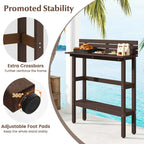 Costway 48 Outdoor Bar Table with Storage Shelf & Adjustable Foot - See Details