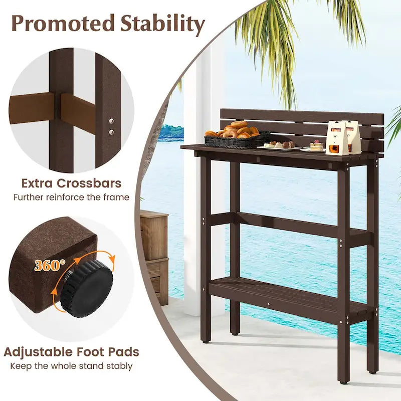 Costway 48 Outdoor Bar Table with Storage Shelf & Adjustable Foot - See Details