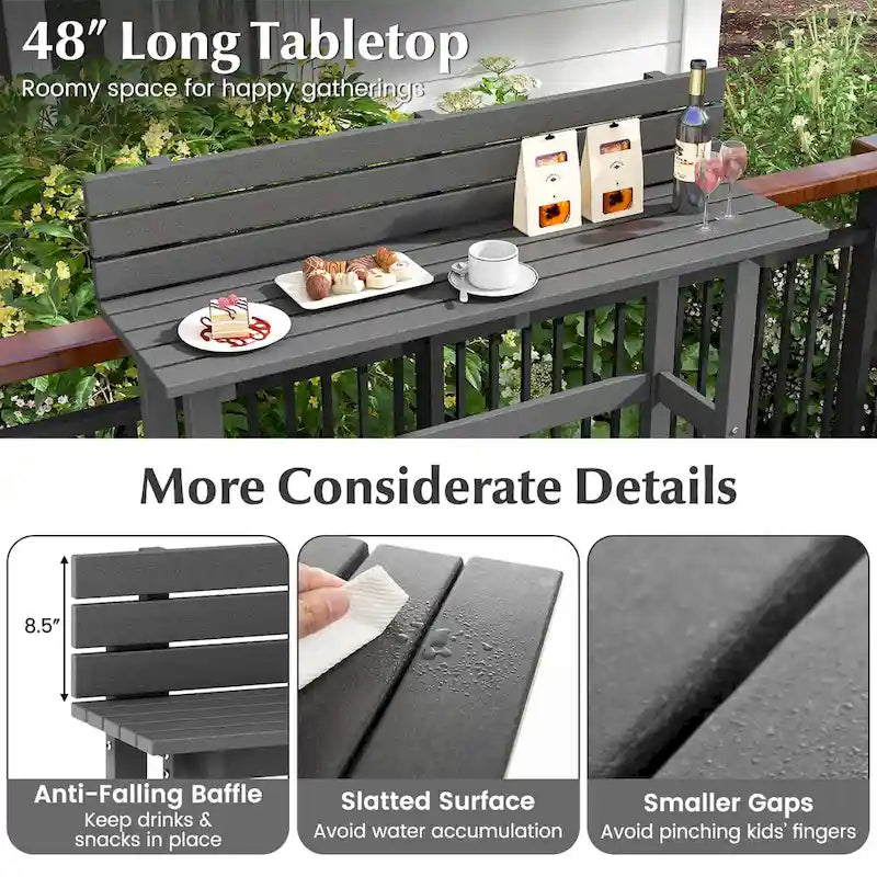 Costway 48 Outdoor Bar Table with Storage Shelf & Adjustable Foot - See Details