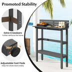 Costway 48 Outdoor Bar Table with Storage Shelf & Adjustable Foot - See Details