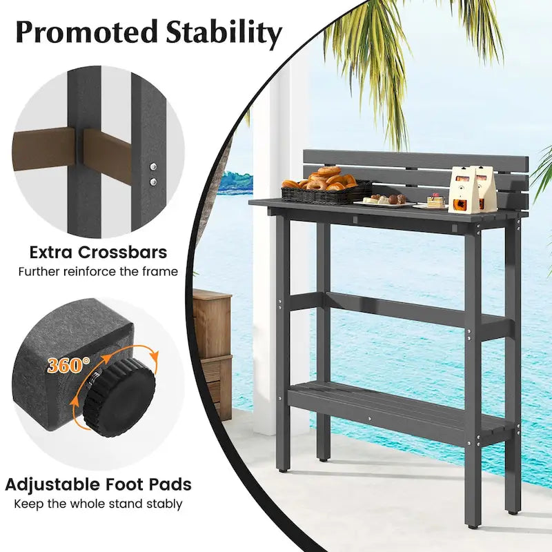 Costway 48 Outdoor Bar Table with Storage Shelf & Adjustable Foot - See Details